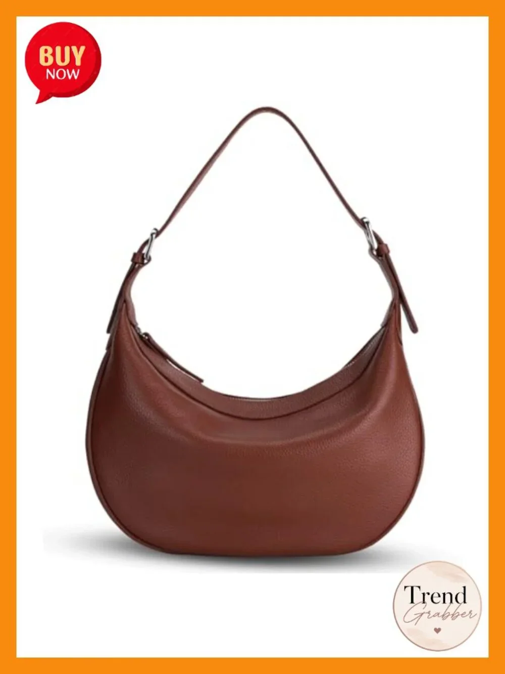 Genuine Leather Hobo Crossbody Bag with Two Adjustable Straps